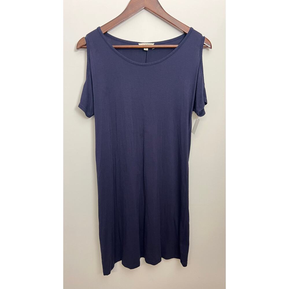 Zenana Outfitters T-Shirt Dress‎ Womens S Navy Blue Cold Shoulder Short Sleeve